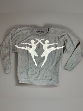 b+ab Gray Cropped Pullover Sweter Top With Ballerinas sz ear 38 / S